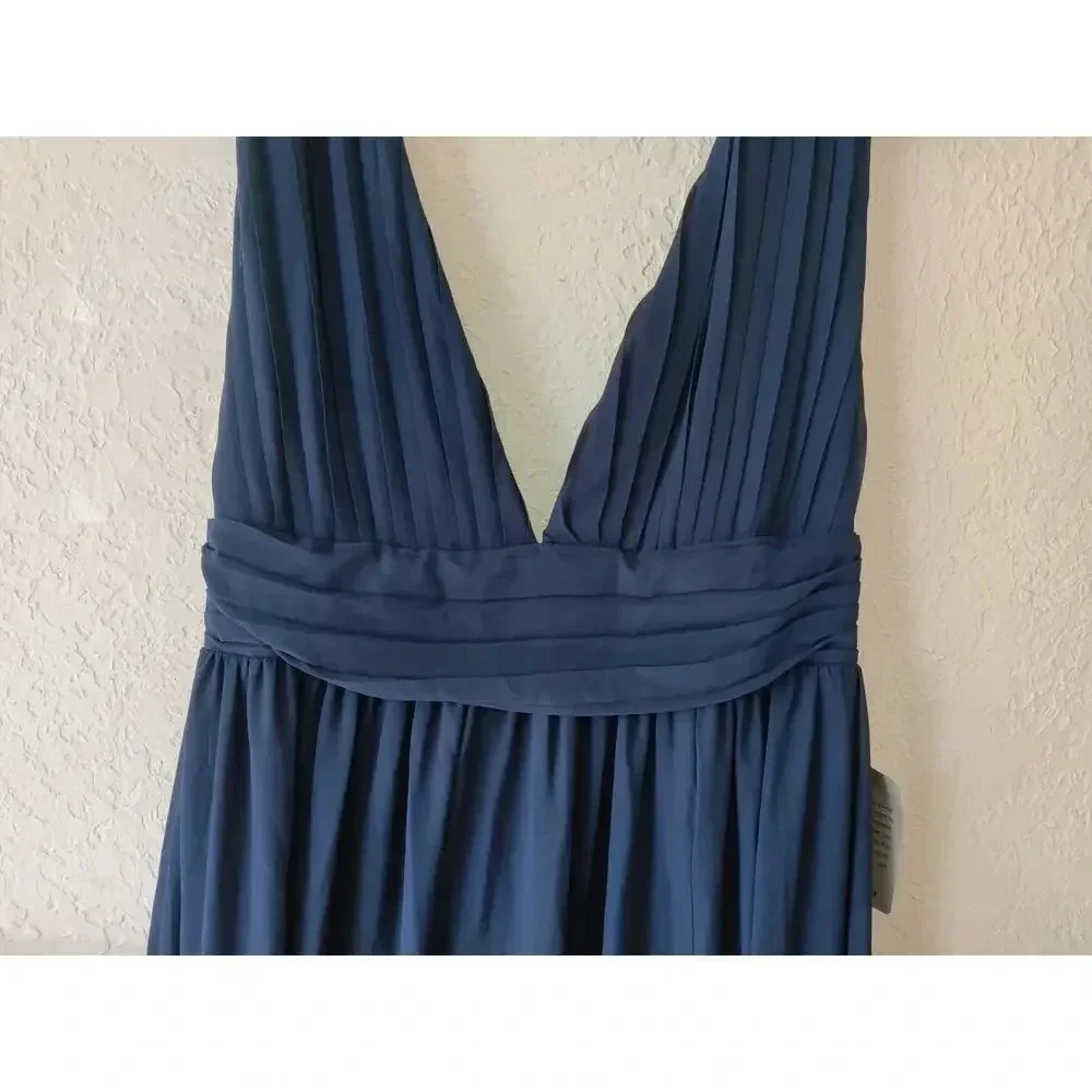 Love by Design Navy Gown Maxi Dress Formal‎ Sz L Graduation Wedding Guest Slit
